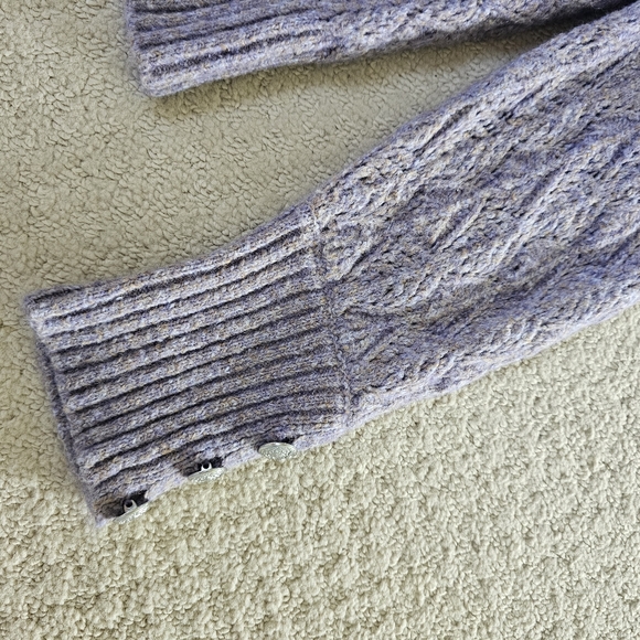 VERONICA BEARD Novah Crew Neck Lavender Puff Shoulder Wool Blend Sweater - Picture 8 of 8